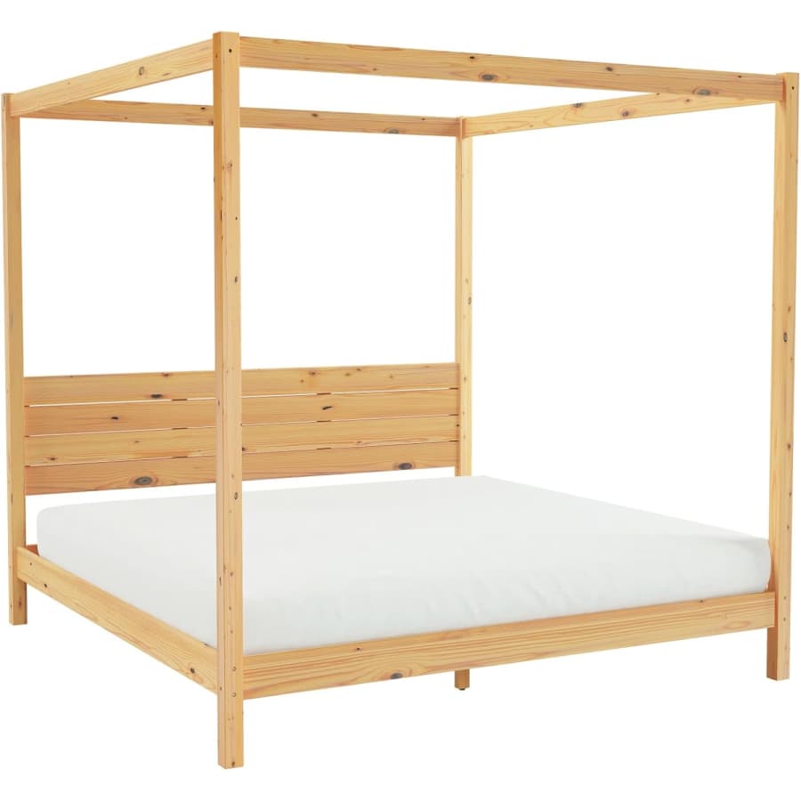 Walker Edison King Slatted Headboard Canopy Bedframe: $180