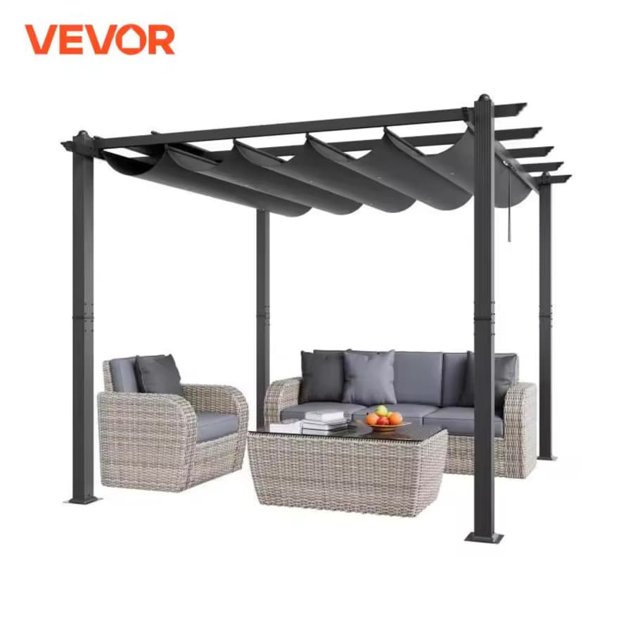 Vevor 10 x 13-Foot Retractable Aluminum Pergola: $175.78