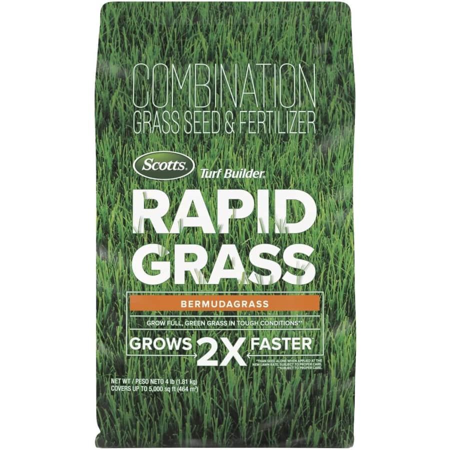 Scotts Turf Builder 4-lb. Rapid Grass Bermudagrass Combination Seed and Fertilizer: $36 Scotts Turf Builder 4-lb. Rapid Grass Bermudagrass Combination Seed and Fertilizer: $36