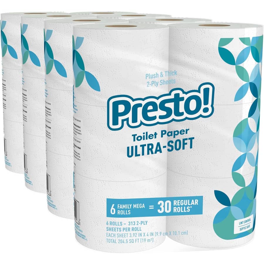 Presto! 2-Ply Ultra-Soft Toilet Paper 24-Mega Roll Pack: $23 w/ Subscribe & Save