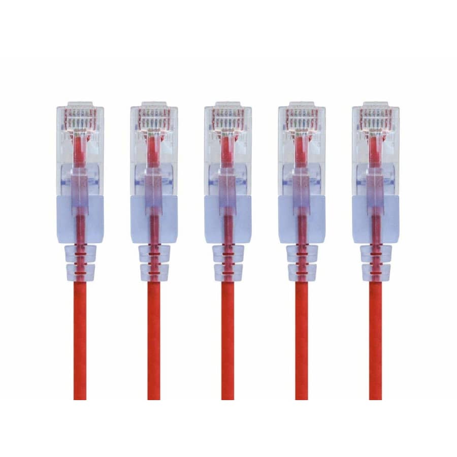 Monoprice 2-Foot Cat6A Red Patch Cable 5-Pack: $6.15
