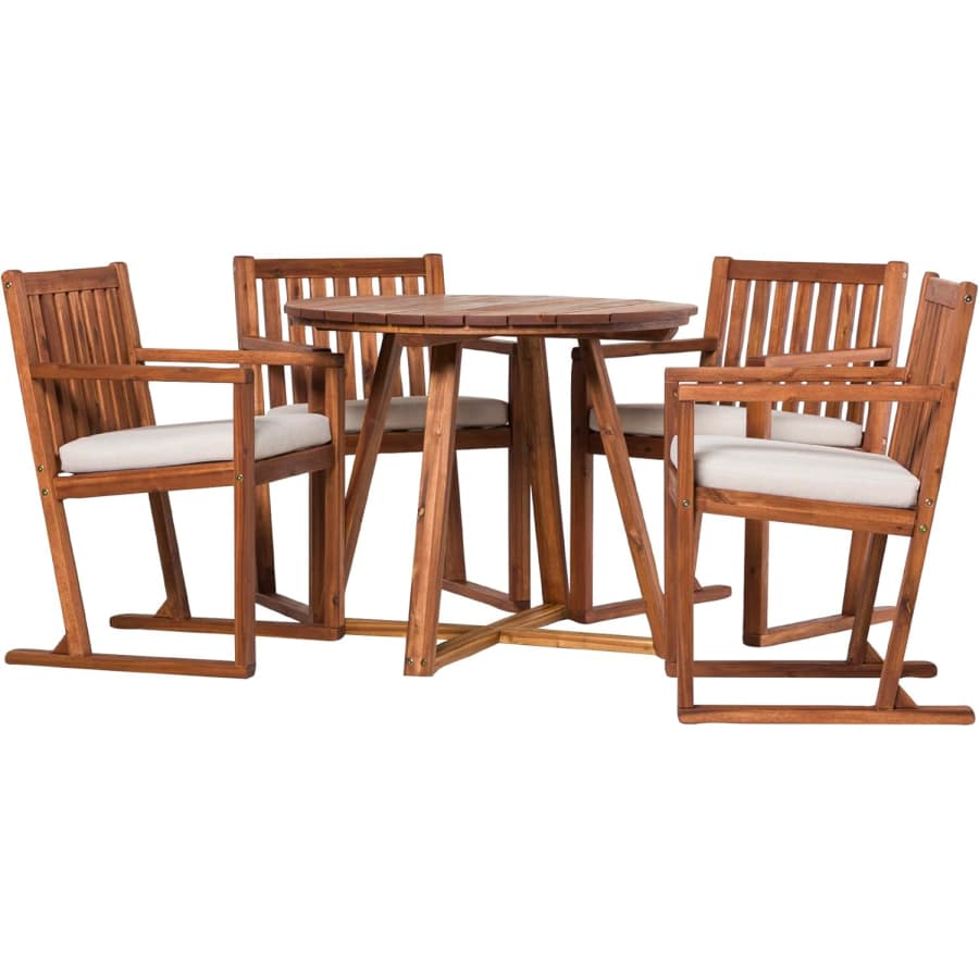 Walker Edison Itha 5-Piece Slat-Back Solid Wood Outdoor Dining Set: $283