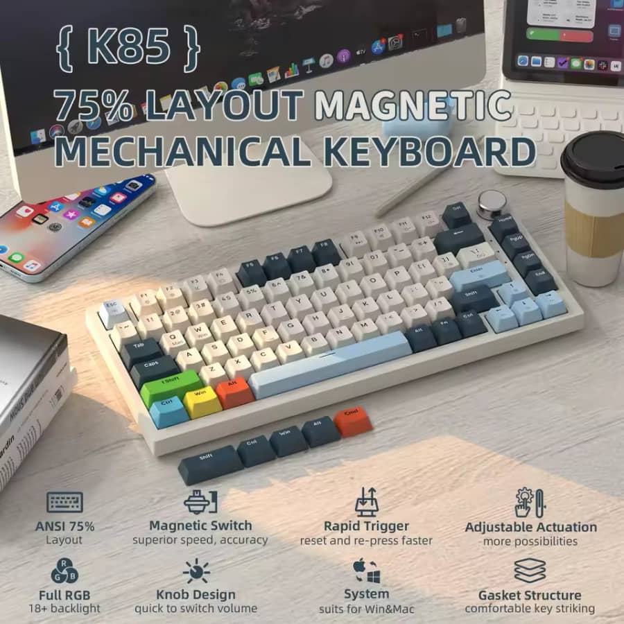 Attack Shark K85 Rapid Trigger Wired Mechanical Keyboard: $48.64