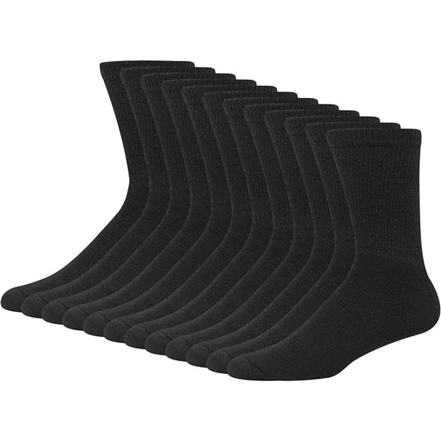 Hanes Men's Double Tough Crew Socks 12-Pack: $11