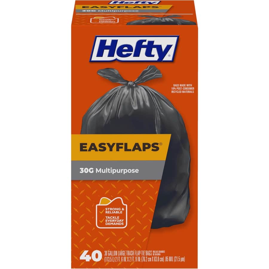 Hefty 30-Gallon EasyFlaps Multipurpose Large Trash Bags 40-Pack: $6.73 via Sub & Save