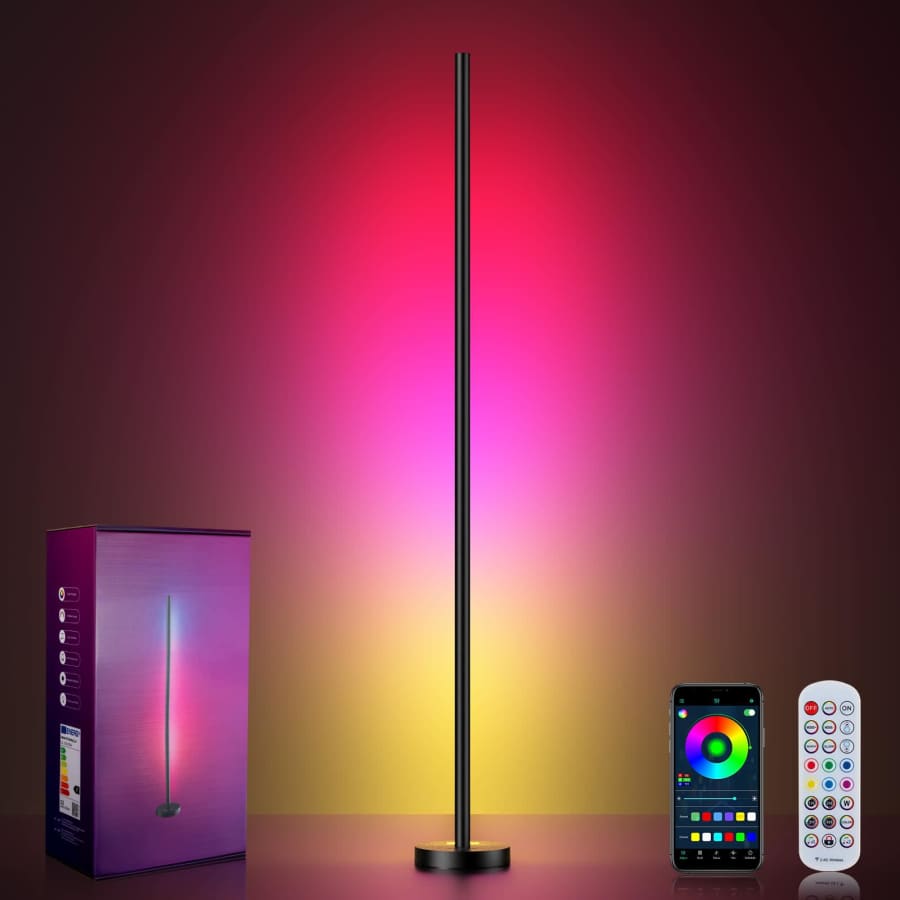 OIYN RGBICW LED Corner Floor Lamp with Music Sync: $30