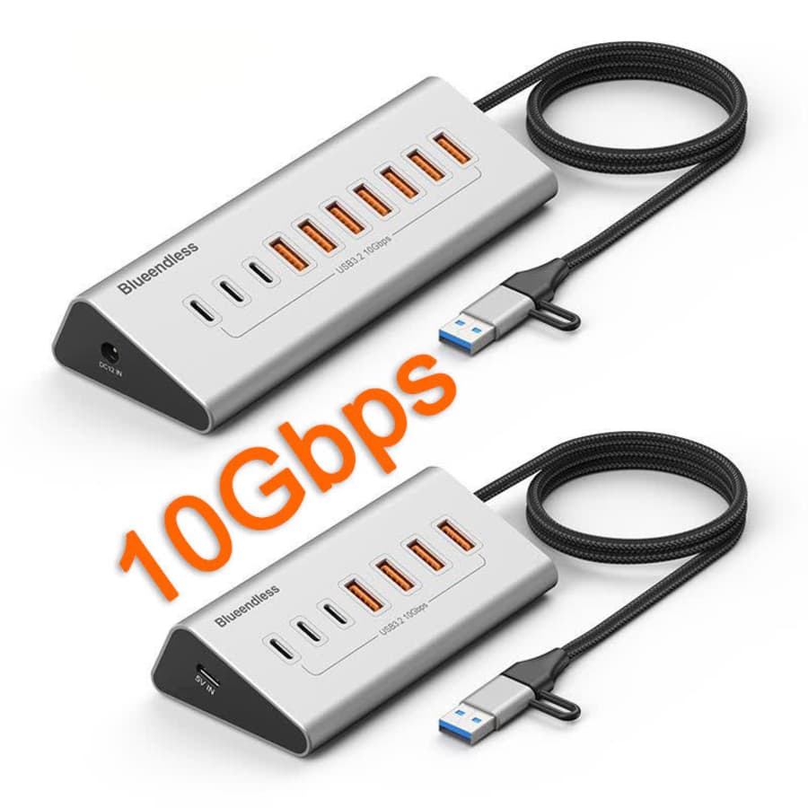 Blueendless 7-Port 10Gbps Aluminum USB Hub: $11