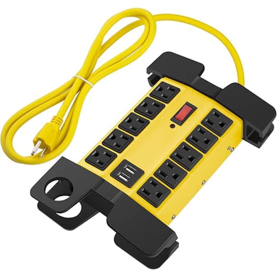 10-Outlet Heavy Duty Surge Protector w/ USB and 25FT Cord: $22.49