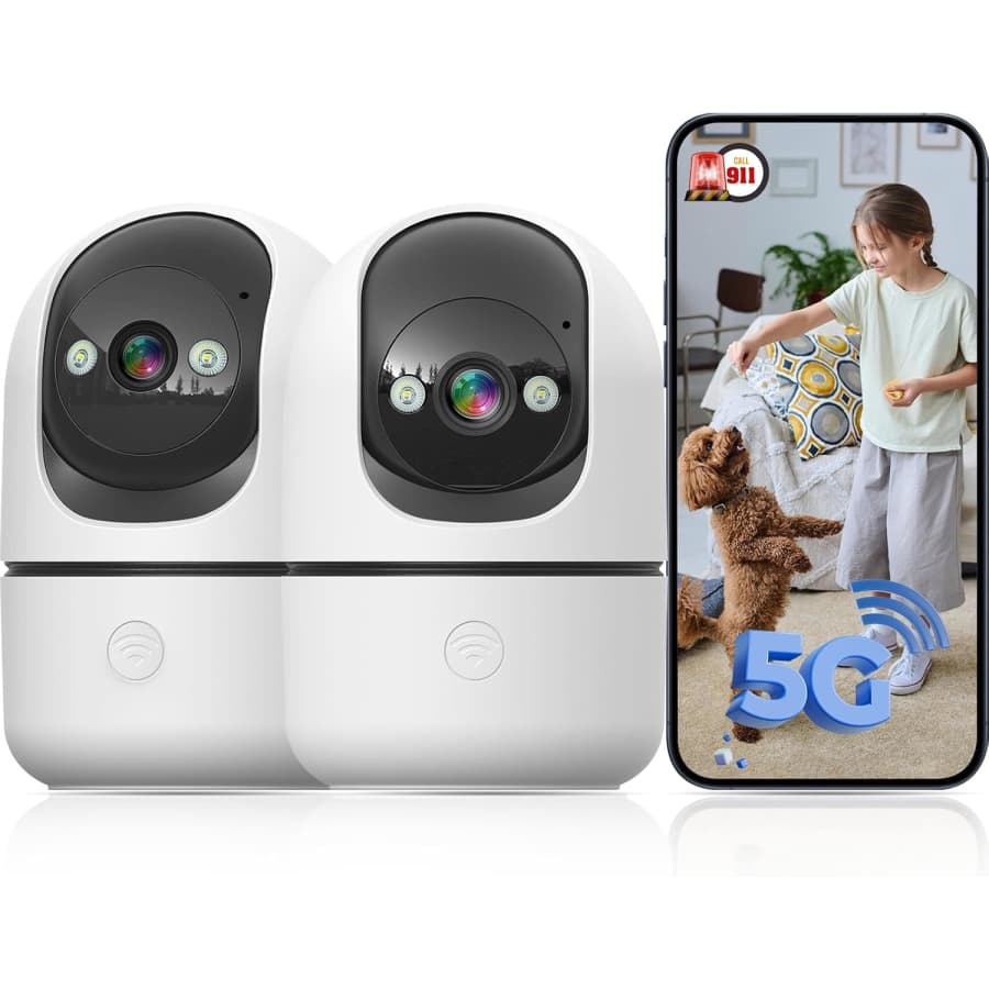 JWQPO 360° Pan/Tilt WiFi Indoor Dome Security Camera 2-Pack: $17.99