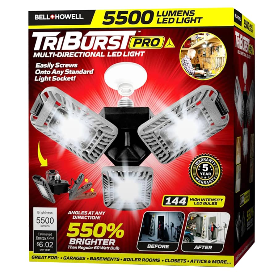 Bell+Howell TriBurst 6" 5500K LED Deformable 144-Count Garage Ceiling Light: $19.99 Bell+Howell TriBurst 6" 5500K LED Deformable 144-Count Garage Ceiling Light: $19.99