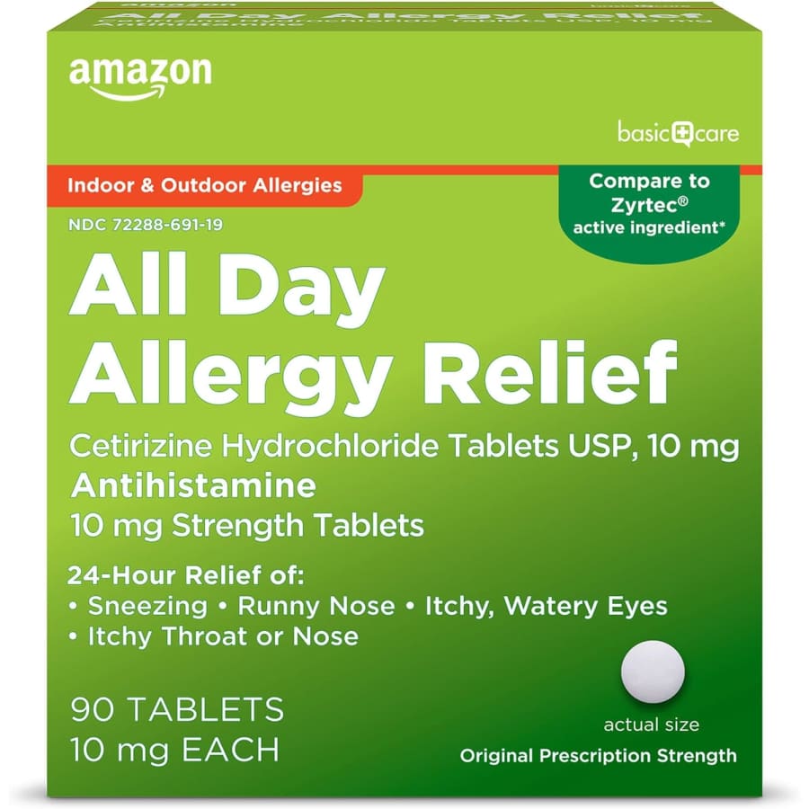 Amazon Basic Care 90-Count All Day Allergy Tablets: $5.03 via Subscribe & Save w/ Prime