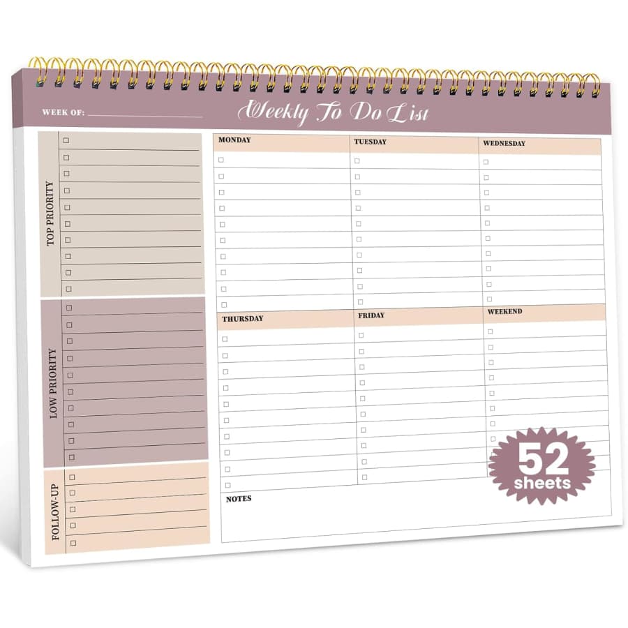 52-Sheet Weekly To Do List Notepad: $5.68