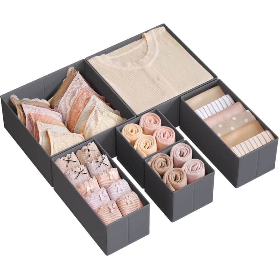 Songmics Set of 6 Dresser Drawer Organizers: $9 w/ Prime