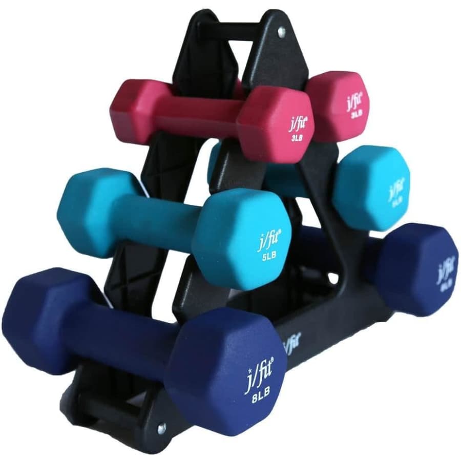 JFIT 32-lb. Dumbbell Set w/ Rack: $34