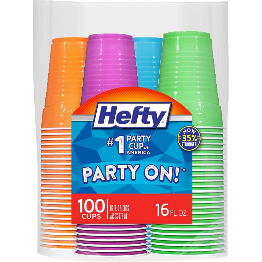 Hefty Party On 16-oz. Plastic Cups 100-Pack: $8.45 via Sub & Save Hefty Party On 16-oz. Plastic Cups 100-Pack: $8.45 via Sub & Save