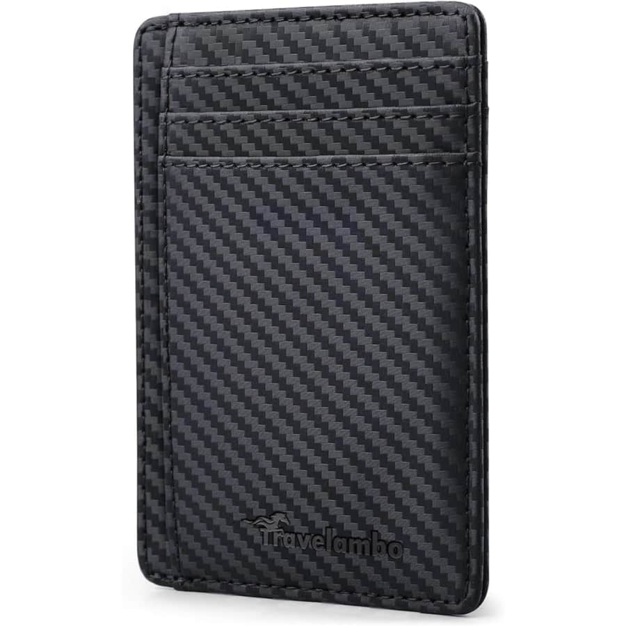 Travelambo Men's RFID Minimalist Leather Slim Wallet: $4 Travelambo Men's RFID Minimalist Leather Slim Wallet: $4