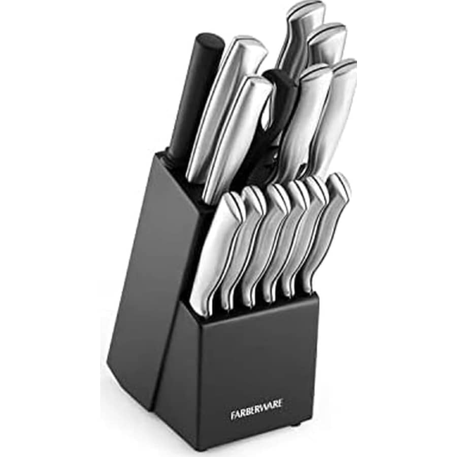 Farberware 15-Piece Stainless Steel Knife Block Set: $20 Farberware 15-Piece Stainless Steel Knife Block Set: $20