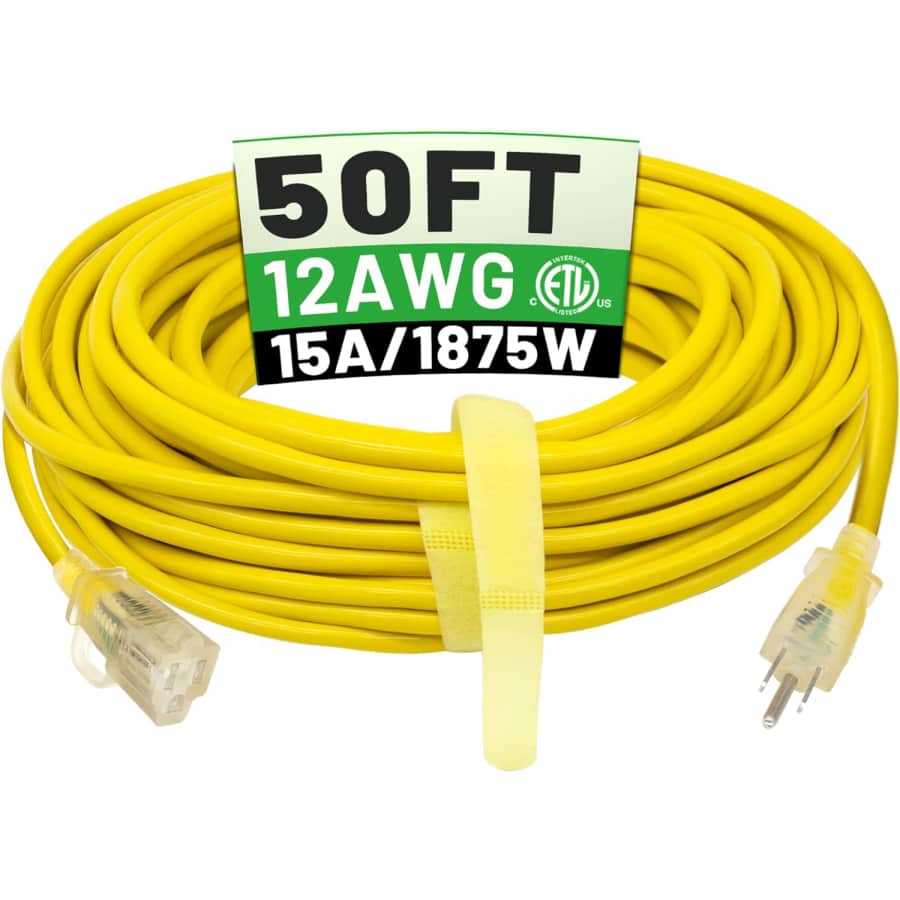 POWGRN 50-Foot 12/3 Outdoor Extension Cord: $30