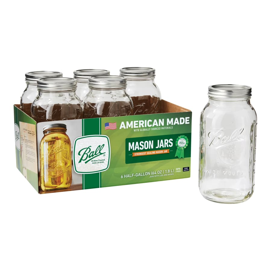 Ball 64-oz. Mason Jars 6-Pack: $14 Ball 64-oz. Mason Jars 6-Pack: $14