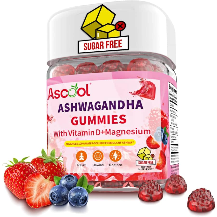 Ascool 300mg Ashwagandha Gummies 90-Count Bottle: $5.99