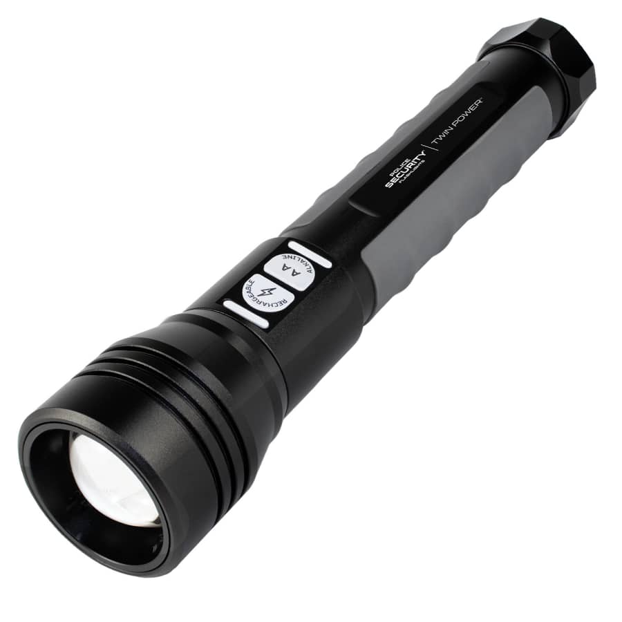 Police Security Twin Power 2000-Lumen Adjustable Mode LED Rechargeable Flashlight: $29.98