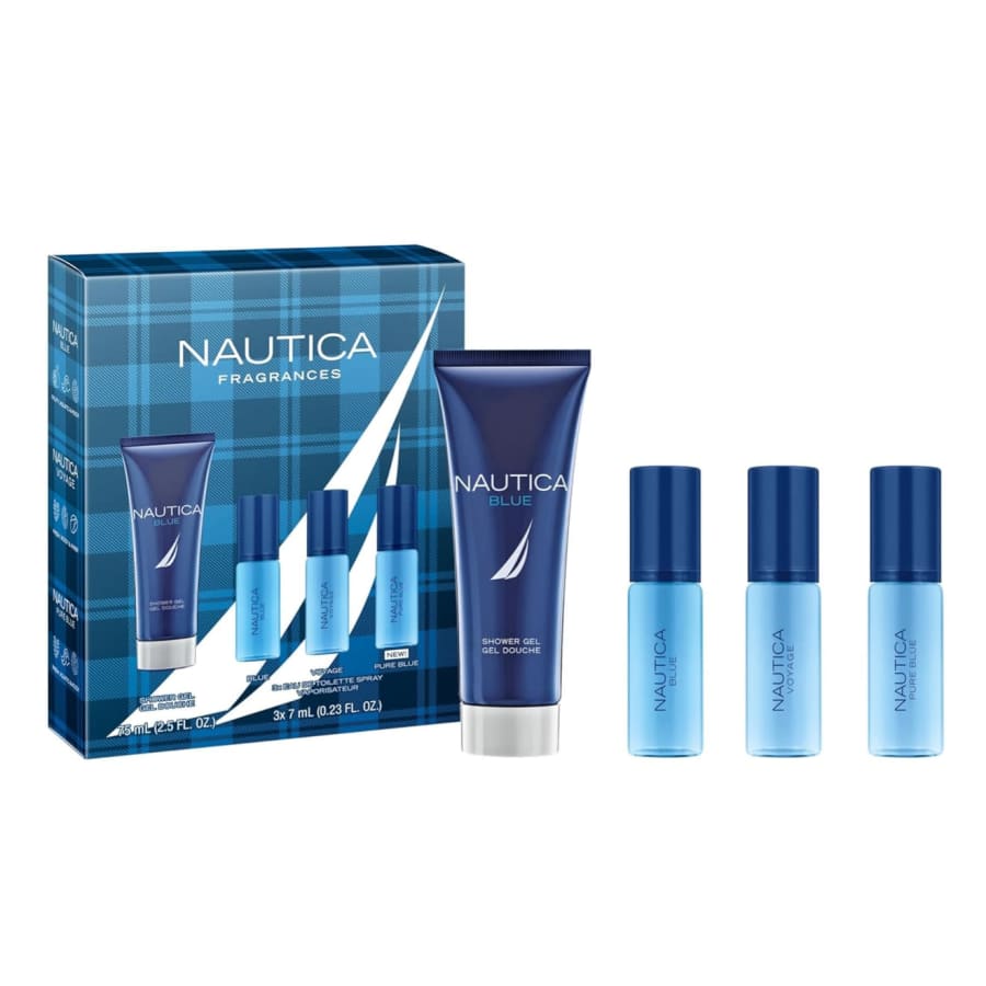 Nautica Blue, Voyage, and Pure Blue 4-Piece Gift Set: $10 Nautica Blue, Voyage, and Pure Blue 4-Piece Gift Set: $10