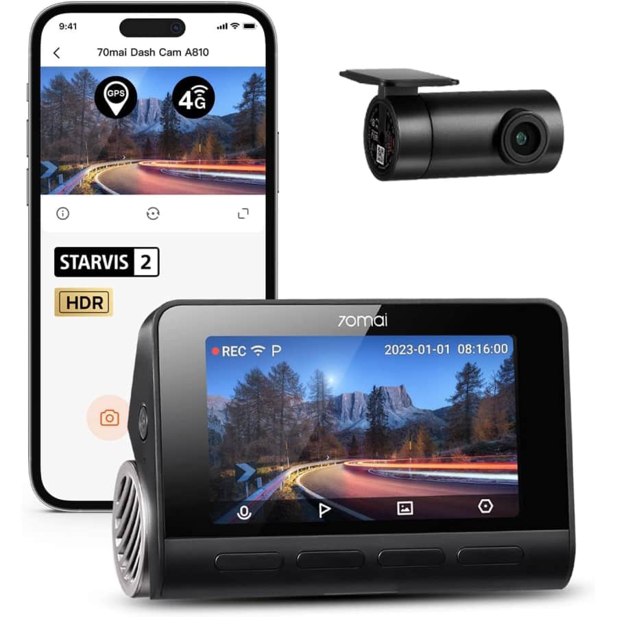 70mai A810 4K Dual Dash Cam for $126