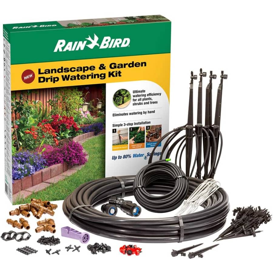Rain Bird Drip Irrigation Landscape/Garden Watering Kit: $38 Rain Bird Drip Irrigation Landscape/Garden Watering Kit: $38