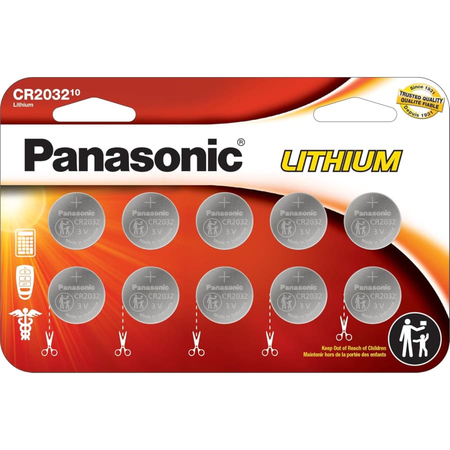 Panasonic CR2032 3-Volt Long-Lasting Lithium Coin-Cell Batteries 10-Pack: $6.99 Panasonic CR2032 3-Volt Long-Lasting Lithium Coin-Cell Batteries 10-Pack: $6.99