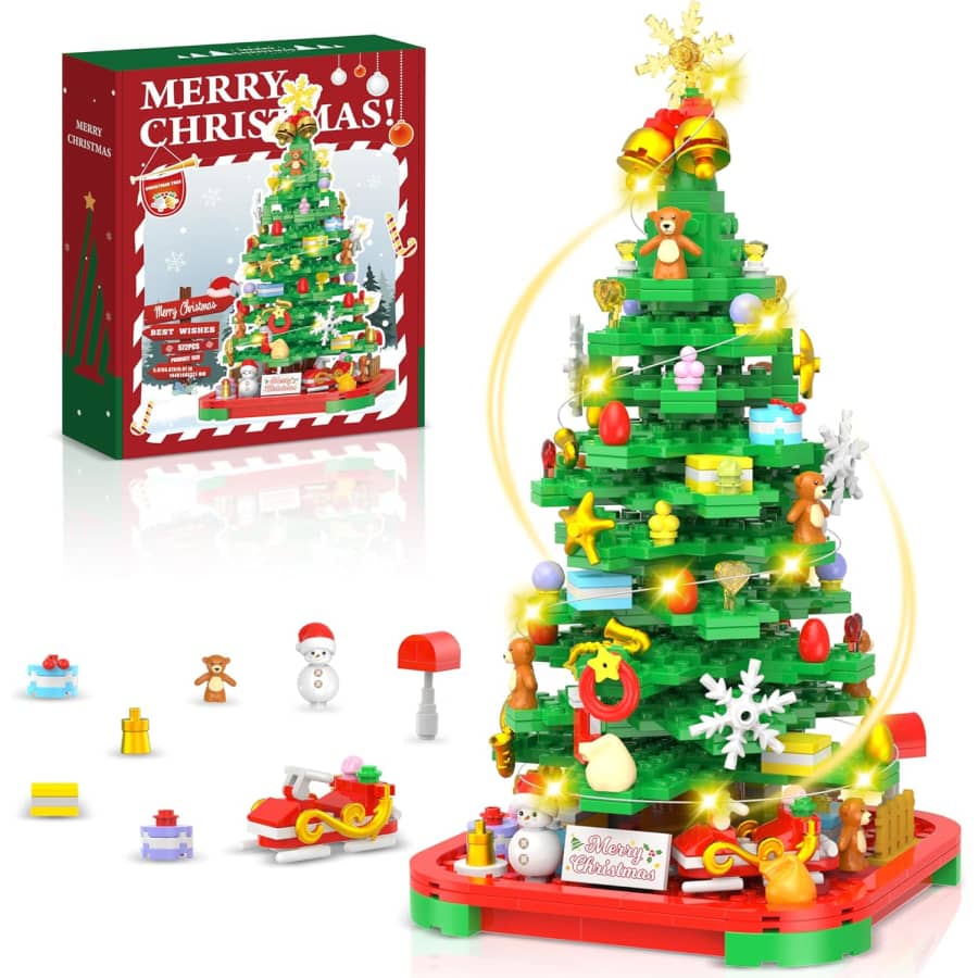 Christmas Tree Building Blocks Kit with Lights: $9.49