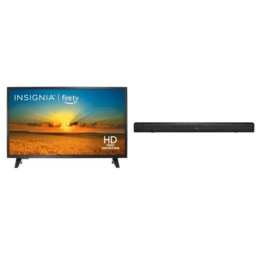 Insignia F20 Series NS-32F201NA23 32" 720p LED HD Smart Fire TV and 2.0-Channel Soundbar: $120 Insignia F20 Series NS-32F201NA23 32" 720p LED HD Smart Fire TV and 2.0-Channel Soundbar: $120