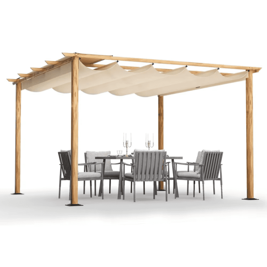10x10 Foot Pergola w/ Retractable Canopy: $158 10x10 Foot Pergola w/ Retractable Canopy: $158