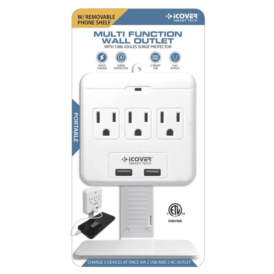 3-Outlet Surge Protector w/ USB & Removable Shelf: $5.99 3-Outlet Surge Protector w/ USB & Removable Shelf: $5.99