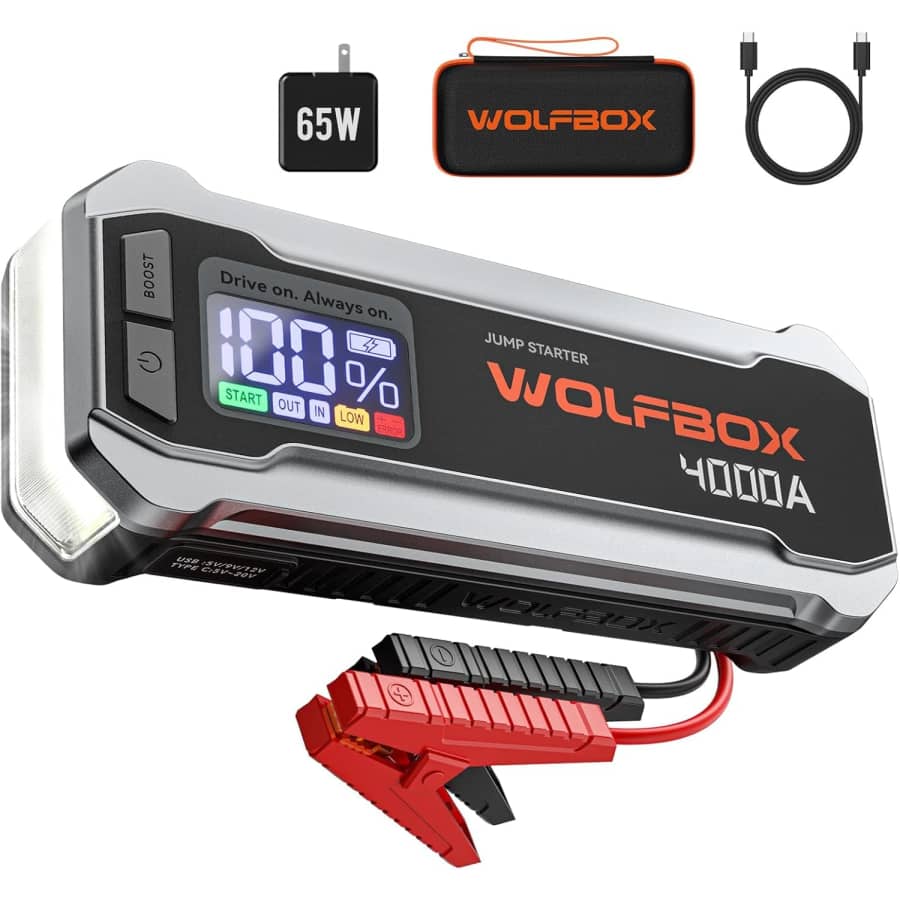 Wolfbox 4,000A 24,000mAh Car Jump Starter: $101.96