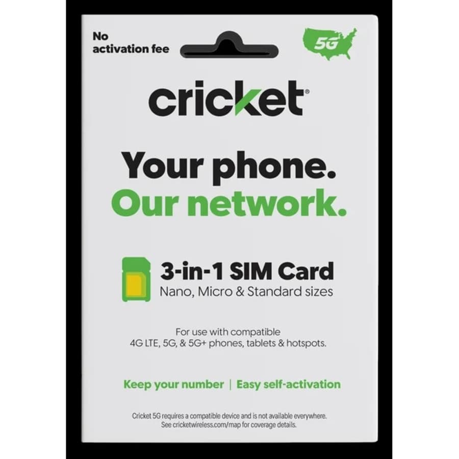 Cricket Wireless 3-in-1 5G SIM Card Kit: $9.88