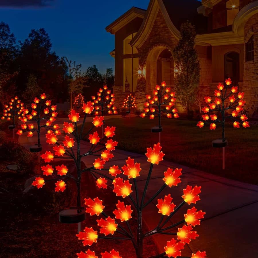 Solar Powered Fall Maple Leaf Stake Light 2-Pack: $13