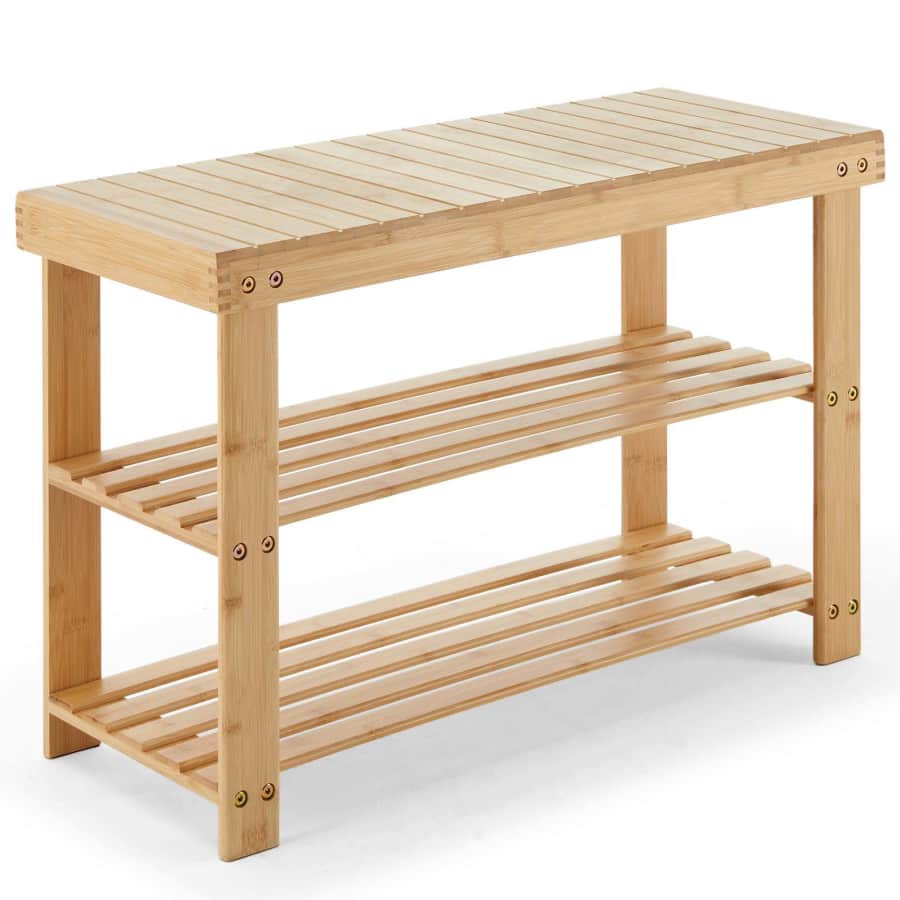 Bestier 3-Tier Bamboo Shoe Rack Bench: $36