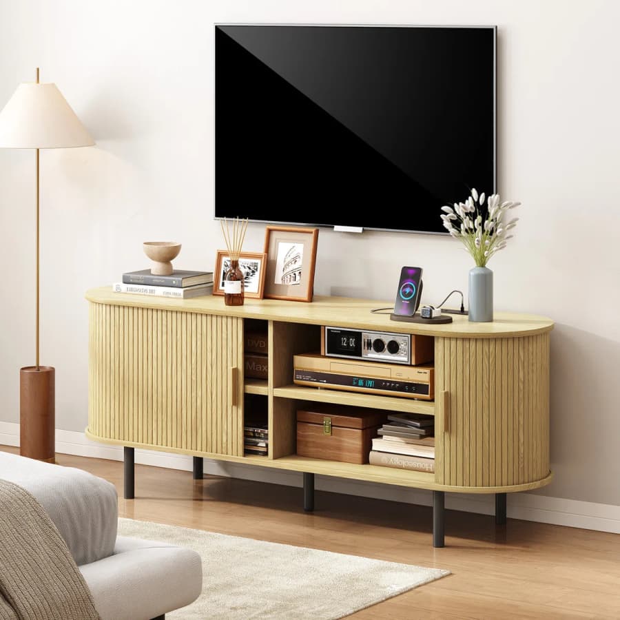 Ebern Designs Jalonda Modern Wood TV Stand for TVs up to 80": $157