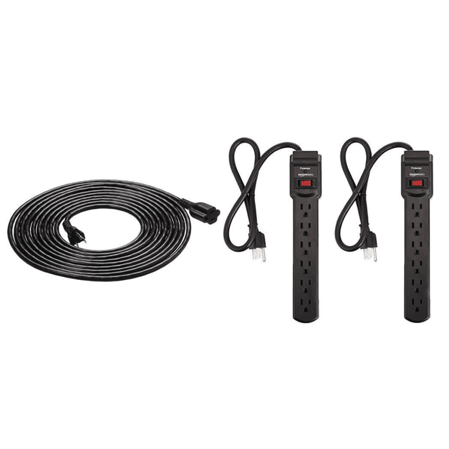 Amazon Basics 20-Foot Extension Cord and Surge Protector 2-Pack: $19