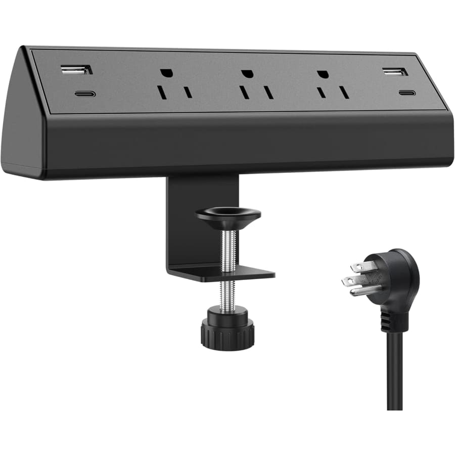 Desk Clamp 3-Outlet 4-USB Port Power Strip: $21