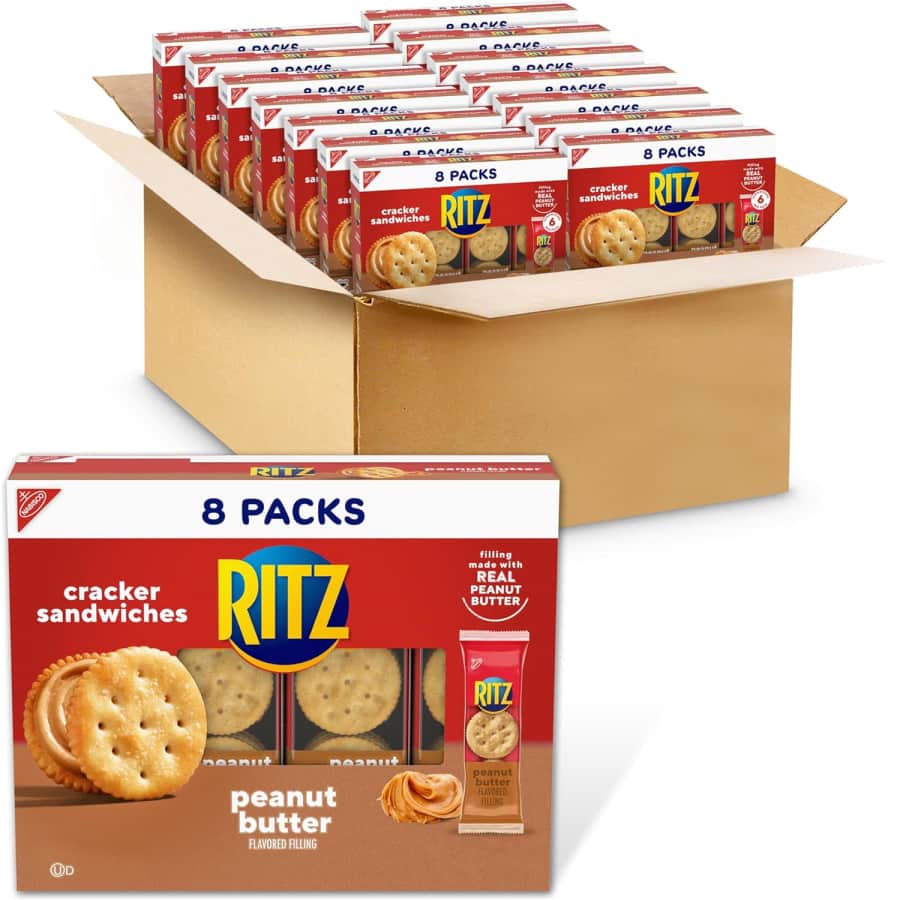 Ritz 112-Count Peanut Butter Sandwich Cracker Snack Packs: $45 via Subscribe & Save Ritz 112-Count Peanut Butter Sandwich Cracker Snack Packs: $45 via Subscribe & Save