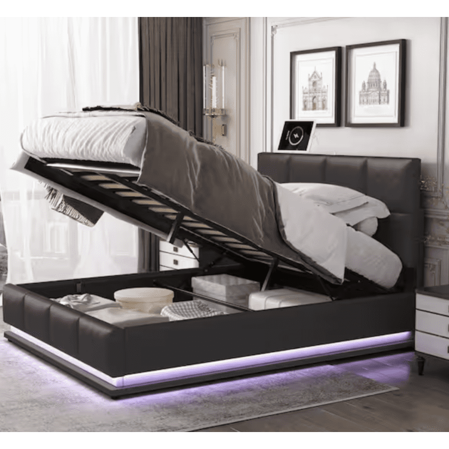 Harper & Bright Designs Queen Platform Bed with Hydraulic Storage: $291 Harper & Bright Designs Queen Platform Bed with Hydraulic Storage: $291