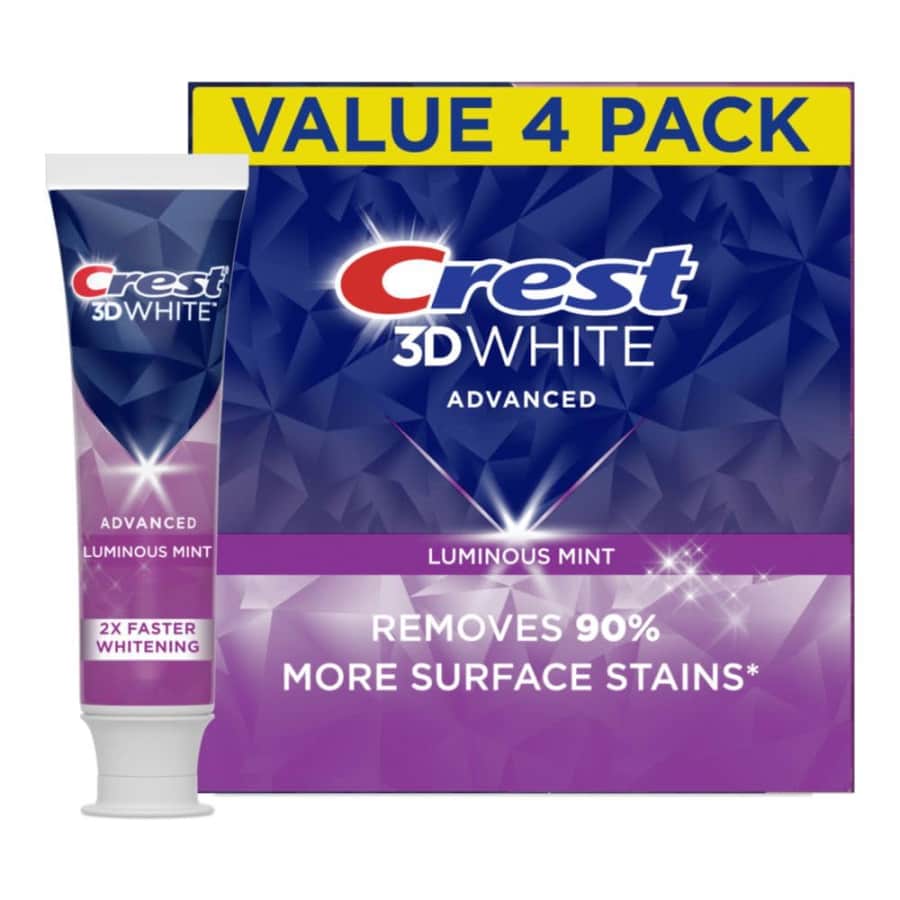 Crest 3D White 3.7-oz. Advanced Teeth Whitening Toothpaste 4-Pack: $9.07 via Sub & Save Crest 3D White 3.7-oz. Advanced Teeth Whitening Toothpaste 4-Pack: $9.07 via Sub & Save