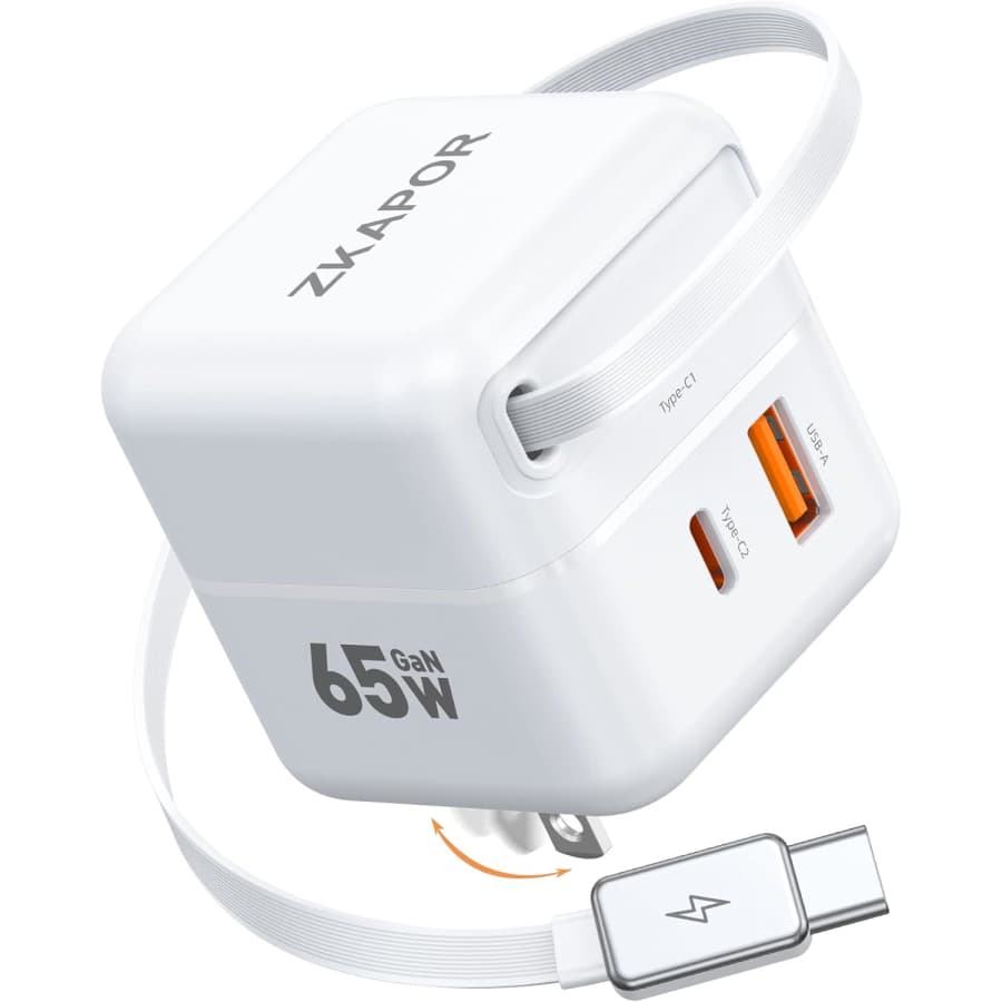 65W USB C Charger with Retractable Cable: $16.89