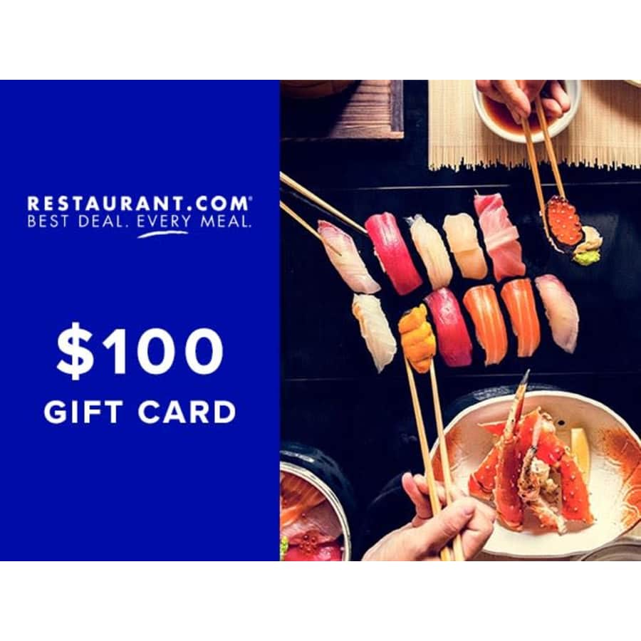 $100 Restaurant.com eGift Card: $20 $100 Restaurant.com eGift Card: $20