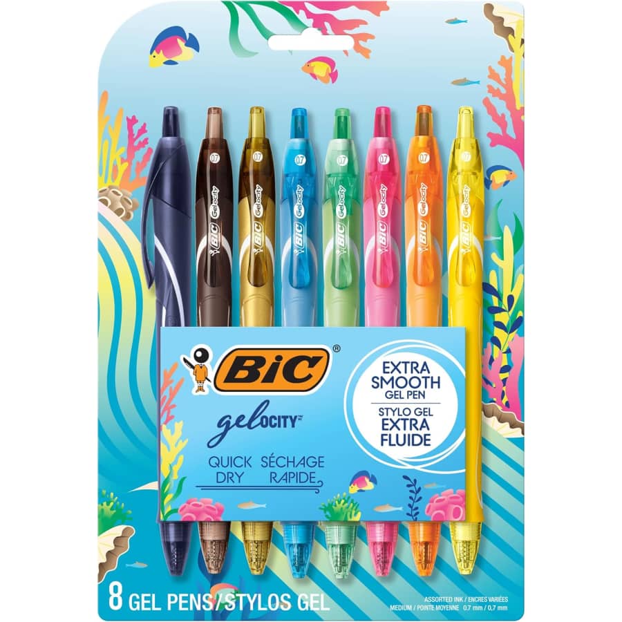 BIC Gelocity 8-Count Medium Point Quick Dry Ocean Themed Gel Pens: $4.25 via Subscribe & Save
