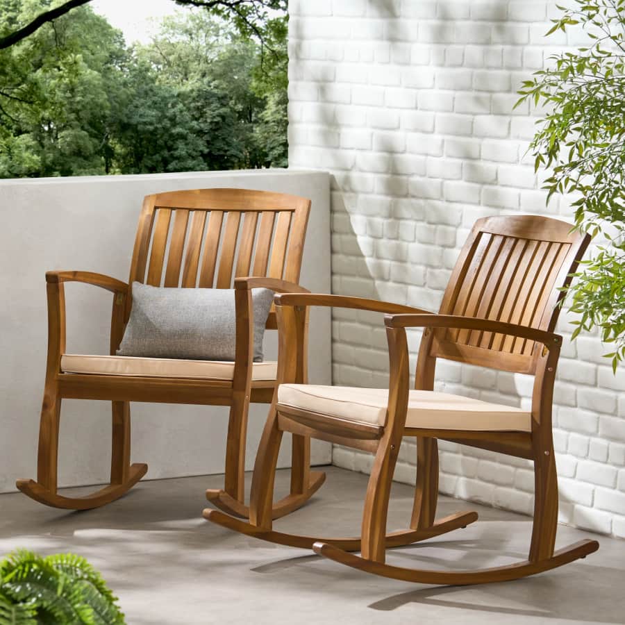 Noble House Dewitt Acacia Rocking Chair 2-Pack: $149 Noble House Dewitt Acacia Rocking Chair 2-Pack: $149