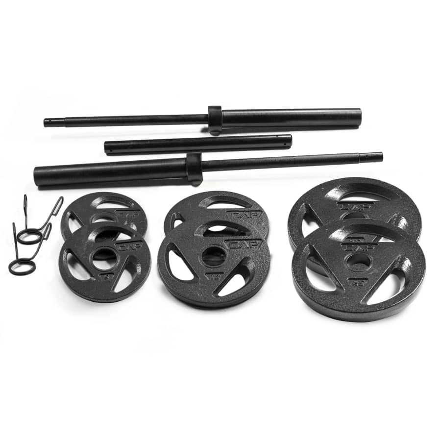 CAP Barbell 110 lbs. Cast Iron Olympic Weight Set: $149 CAP Barbell 110 lbs. Cast Iron Olympic Weight Set: $149