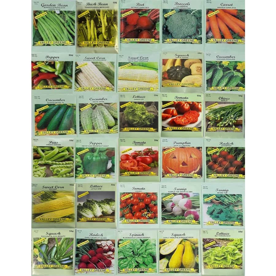 Valley Greene Deluxe Heirloom Vegetable Garden Seeds 30-Pack: $10