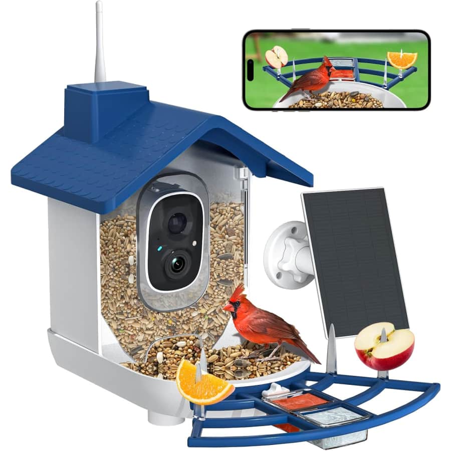 Byranke Solar-Powered Wireless Smart Bird Feeder: $27.49